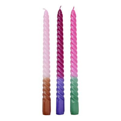 Twisted two tone candles - Rice