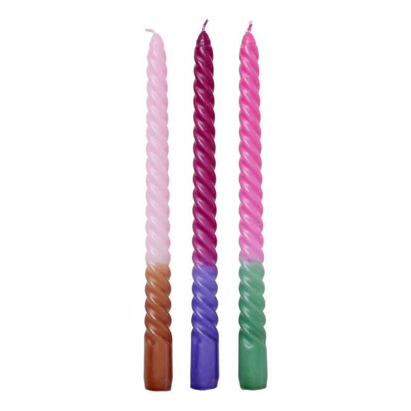 Twisted two tone candles - Rice