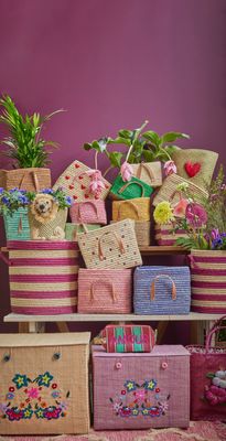 Laundry mand raffia set of 2 - Rice
