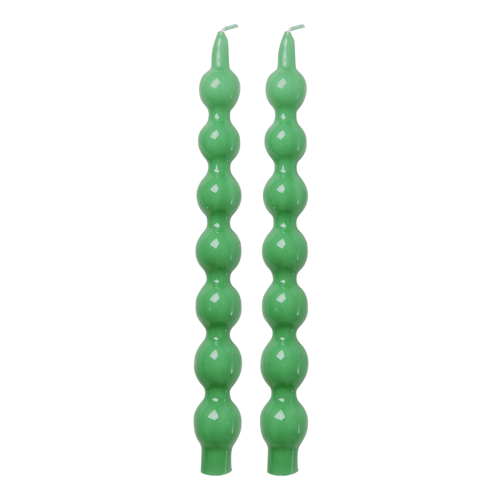 Curved candles set of 2 - Rice, Colour: Groen