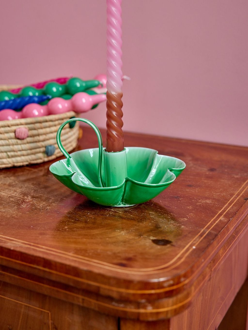 Flower Candle holder - Rice, Colour: Groen