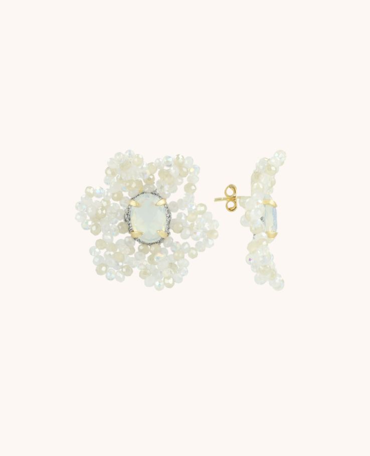 Earrings white crystal/nude - Lott gioielli