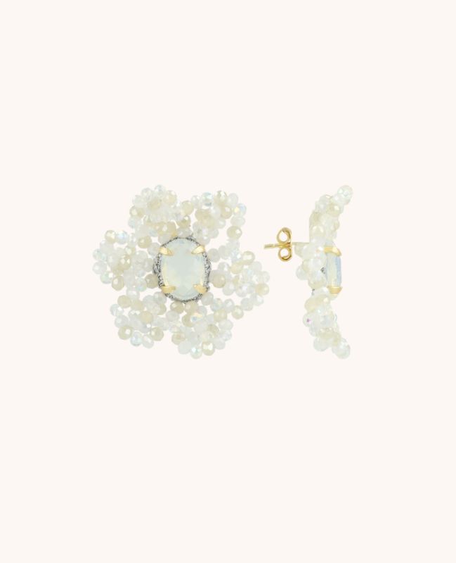 Earrings white crystal/nude - Lott gioielli