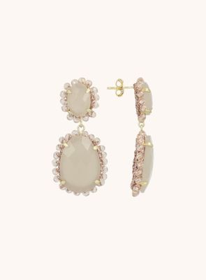 Pendant earrings double M crystal pink - Lott