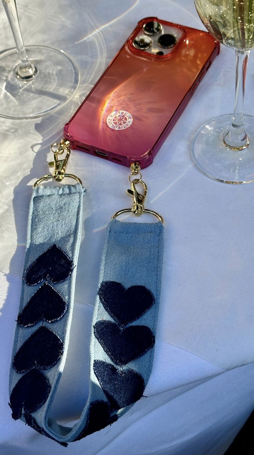 Hearts phonecord - JUTA, Colour: Denim blue