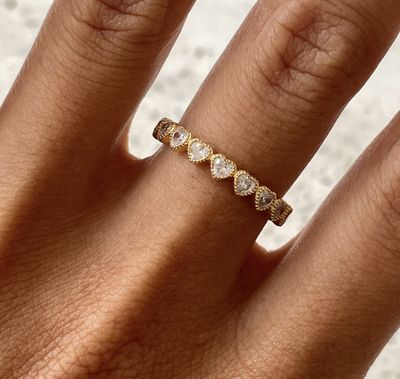 Ring with heart shaped stones 12492Y- 24kae