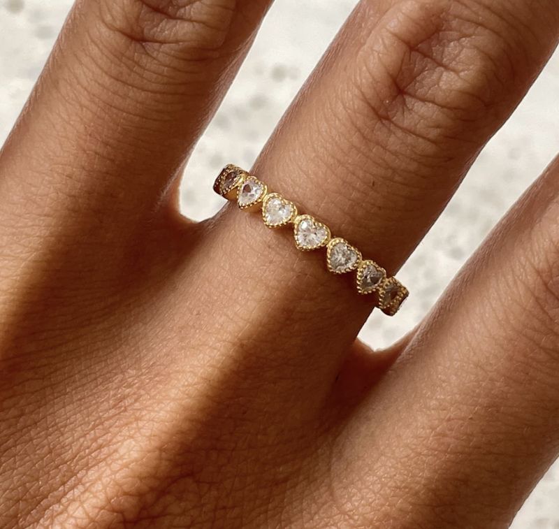 Ring with heart shaped stones 12492Y- 24kae