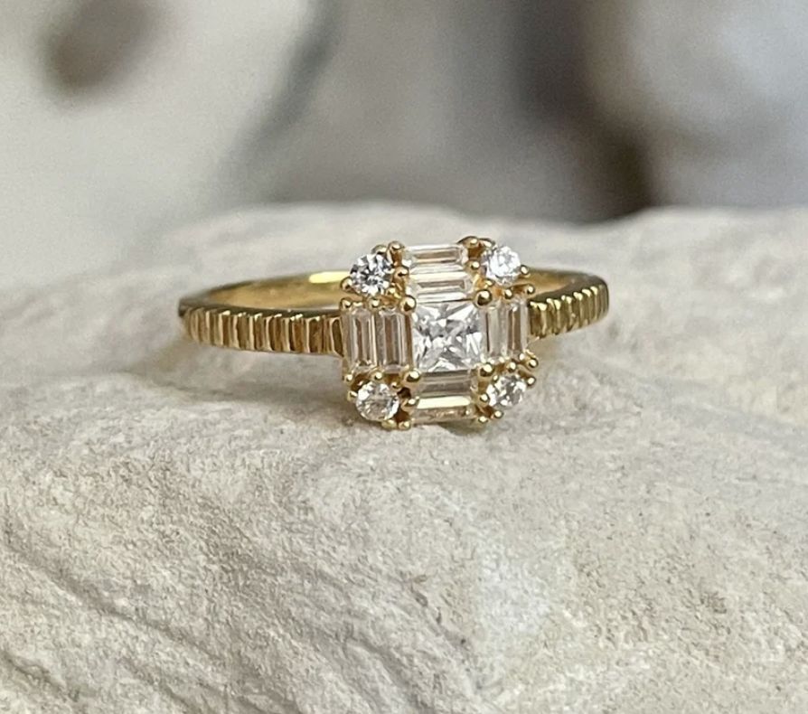 Ring with stones and structure 124106Y-24kae