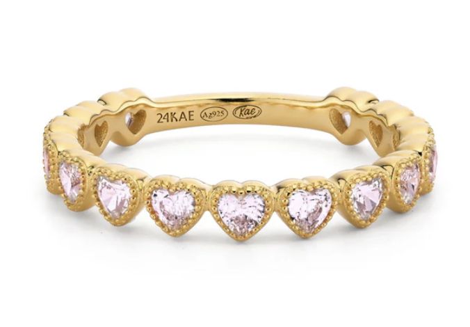 Ring with pink heart shaped stones124132Y  -24kae