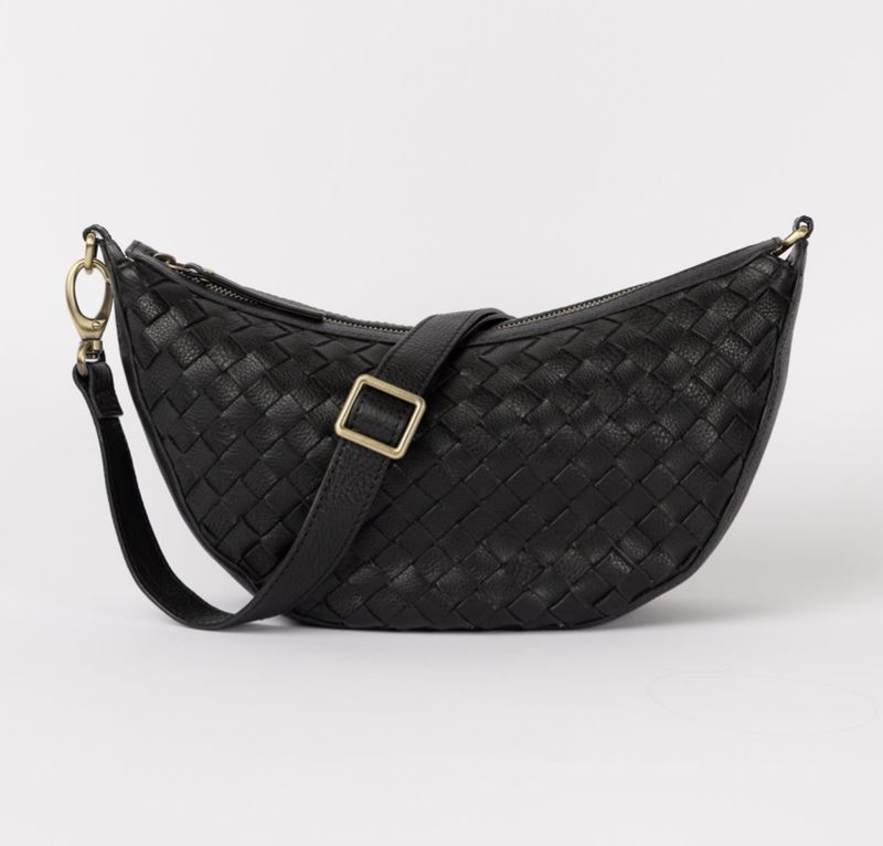 Leo - Black Woven Soft Grain Leather
