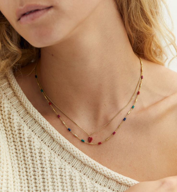 Heart beat necklace red - anna+nina