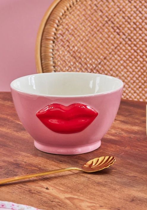 Ceramic bowl with embossed Lips - Rice
