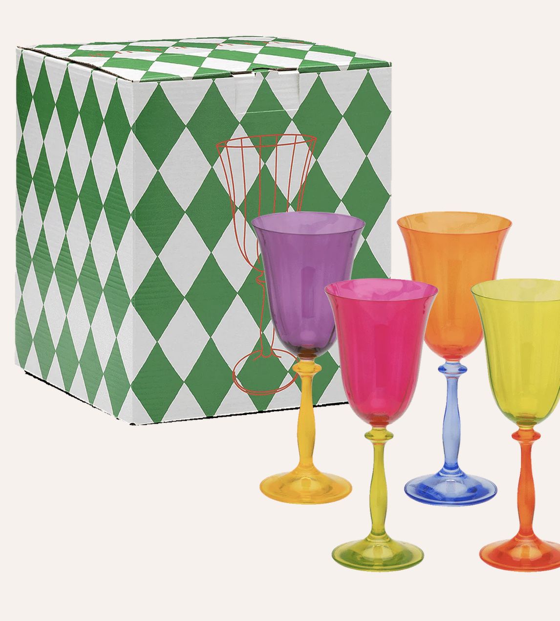 Multicoloured optic wine glass set of 4 - Anna+Nina