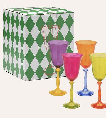 Multicoloured optic wine glass set of 4 - Anna+Nina