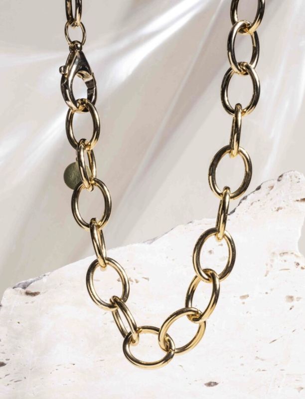 Mica chain gold statement necklace  - souvenirs de pomme