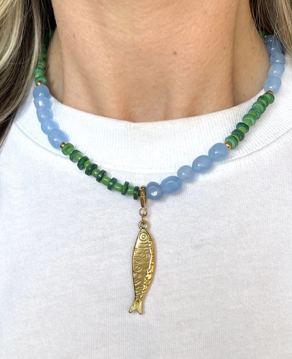 Color block blue necklace - studio frenchie