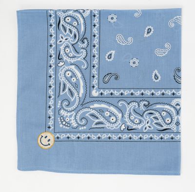blauw met smiley bandana - flora bandana