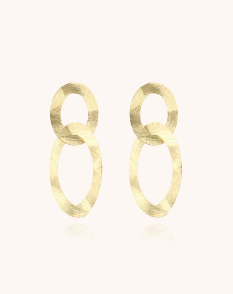 CL Earring Double Oval Charm Satin-G