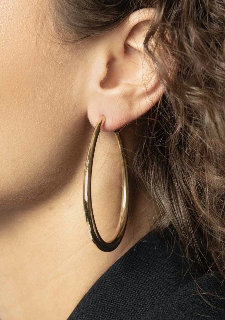 Earring Oval teardrop Creole