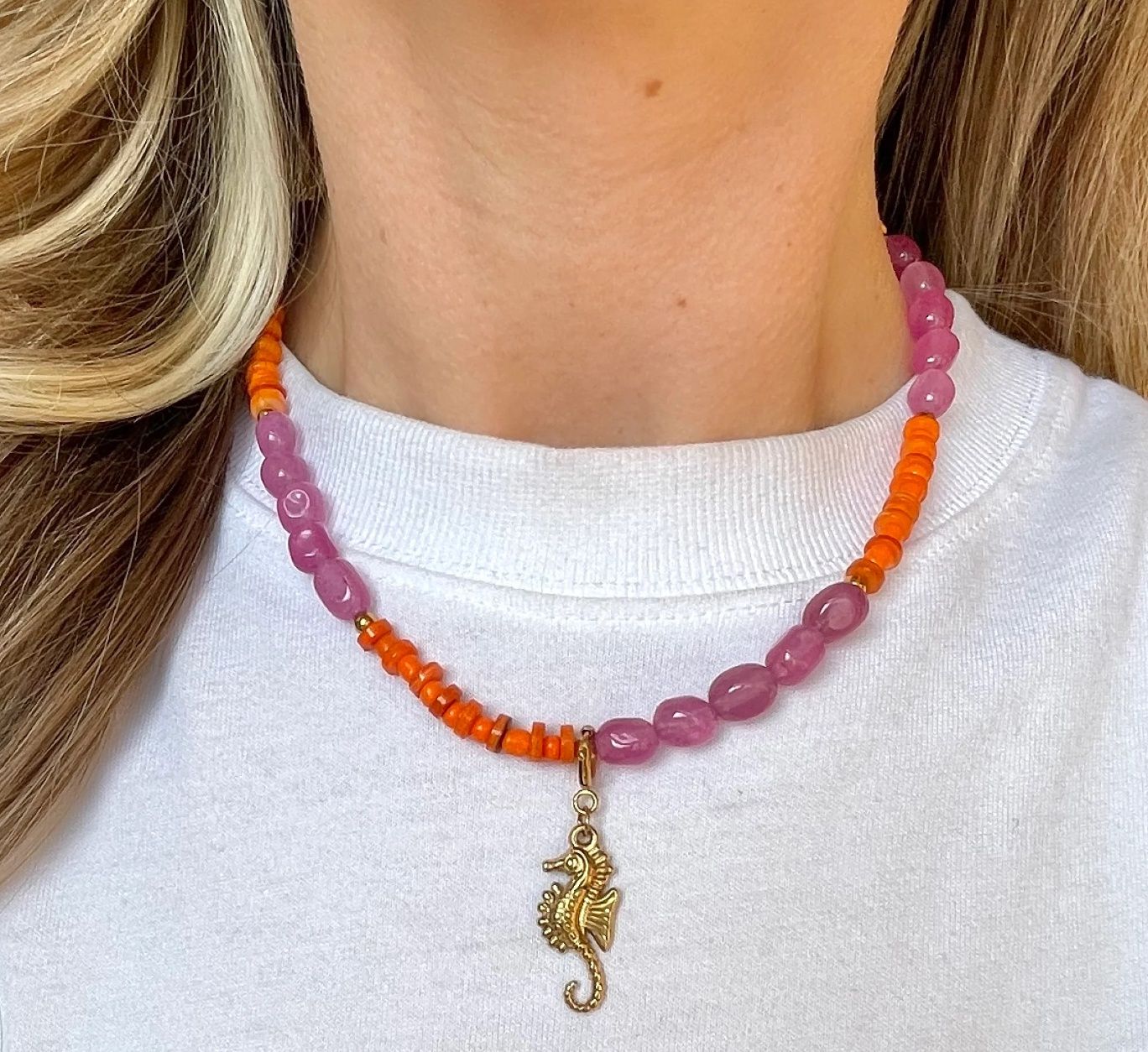 Color block pink necklace - studio Frenchie