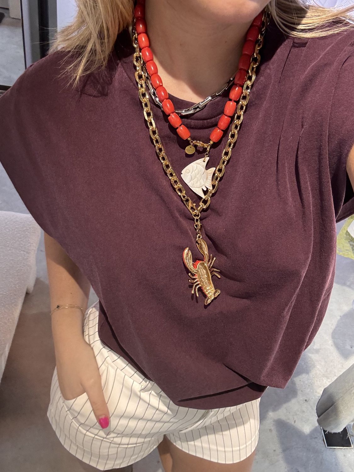 Coral beach necklace - studio frenchie