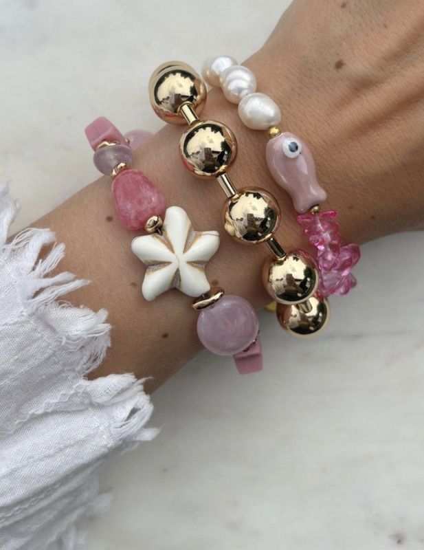 bracelet hippy fish pink - flem the label