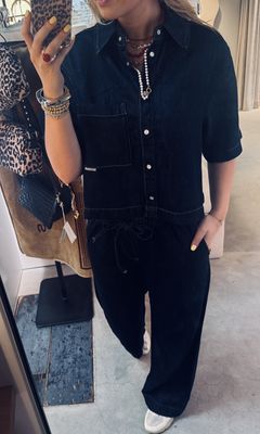 denim short sleeve blouse  - catwalk junkie