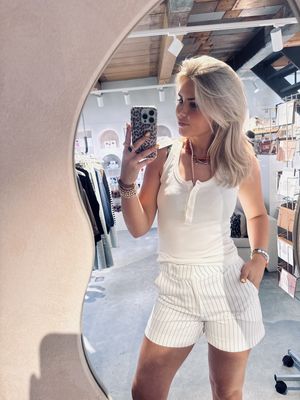 Scoop neck button rib singlet - catwalk junkie