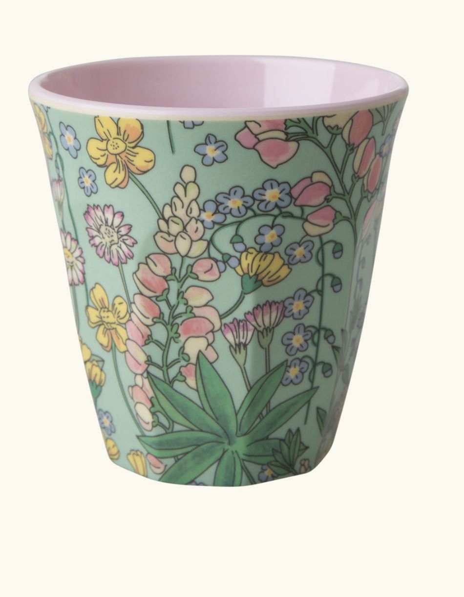 medium cup multi color  lupin print - rice