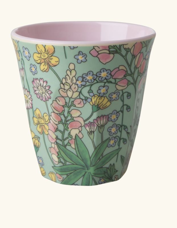 medium cup multi color  lupin print - rice