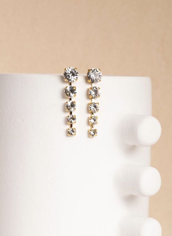 Joanne white crystal midlong earrings - souvenirs de pomme