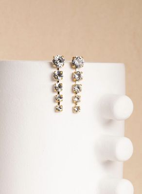 Joanne white crystal midlong earrings - souvenirs de pomme