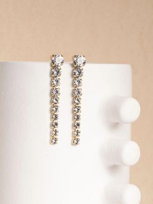 Joanne white crystal long earrings - souvenirs de pomme