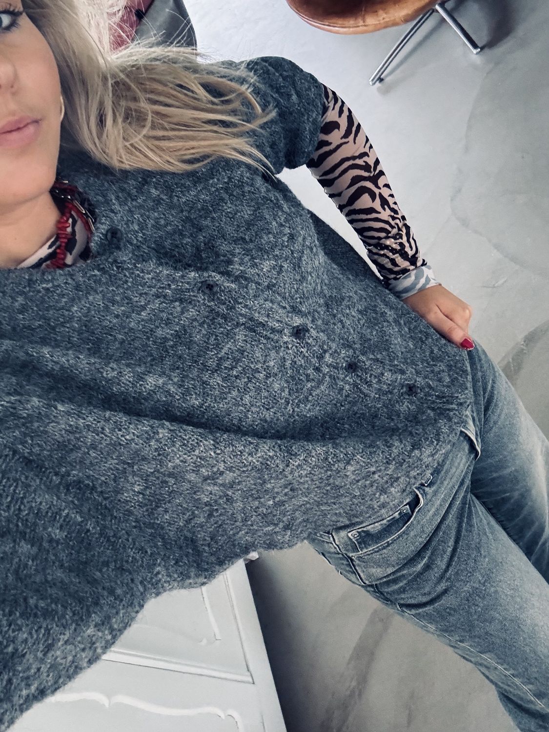 button up cardigan grey melange  - catwalk junkie
