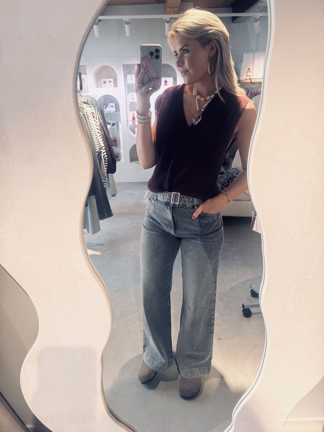 Jeans with double pocket details and belt - homage