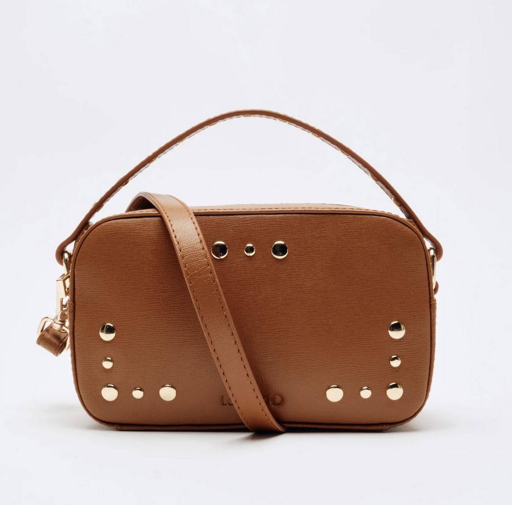 lyra studs florence brown with gold - nunoo bags