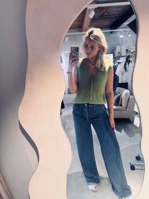 Flowy Palazzo Jeans with Pleats - Dark Wash - Homage