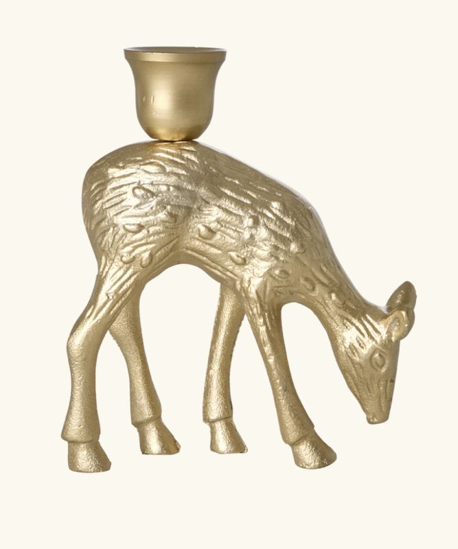 metal candleholder in deer shape gold large - rice
