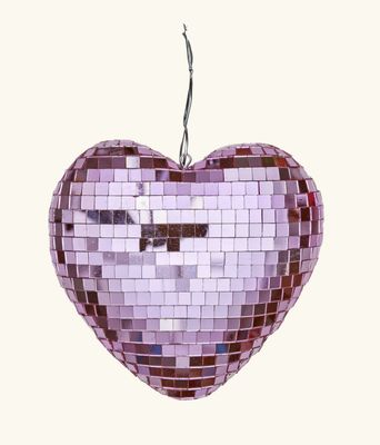 disco ball in heart shape soft pink medium - rice