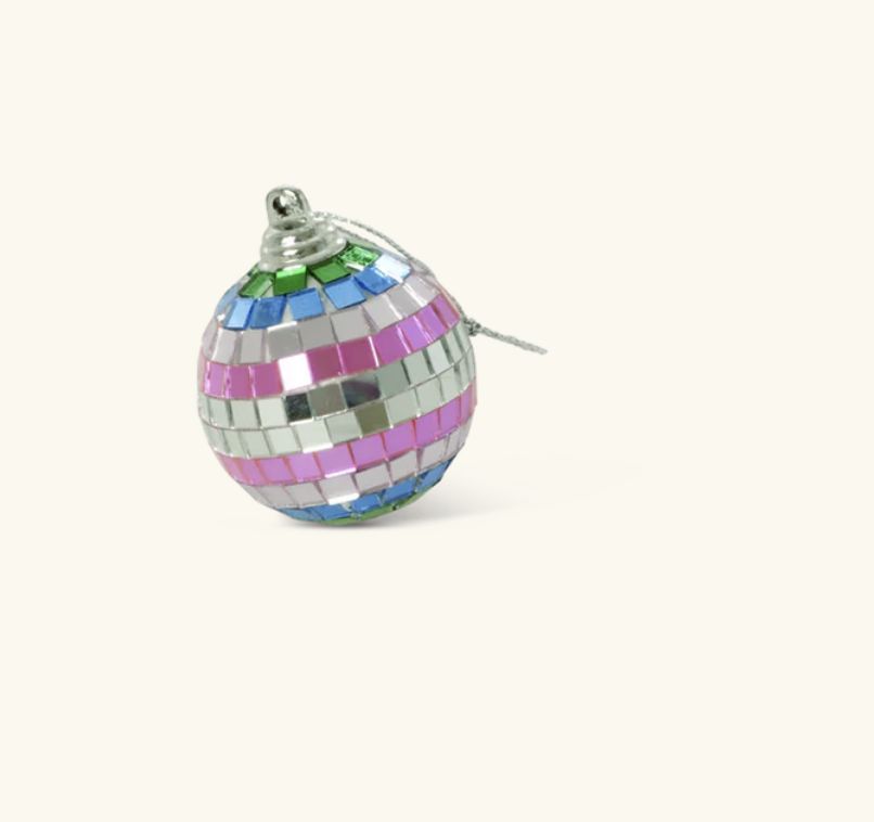 Disco ball with stripes and gold small - rice