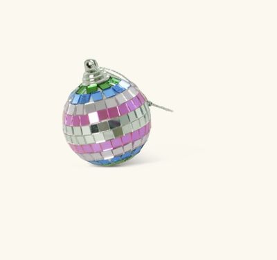 Disco ball with stripes and gold small - rice