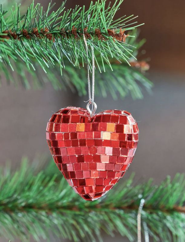 disco ball in heart shape red small - rice