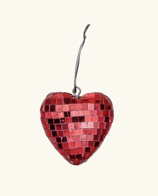 disco ball in heart shape red small - rice