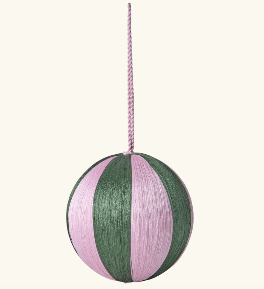 christmas fabric hanging ornament with soft pink and green candy stripes -rice