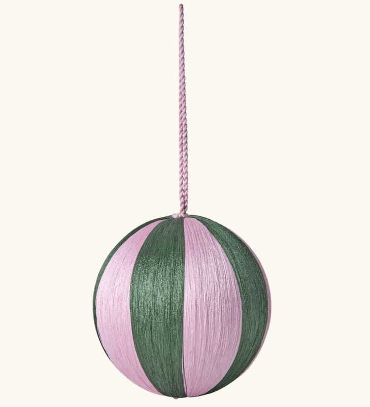 christmas fabric hanging ornament with soft pink and green candy stripes -rice