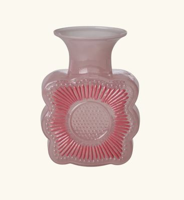 glass vase with embossed flower - rice