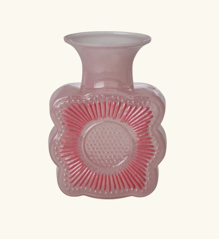 glass vase with embossed flower - rice