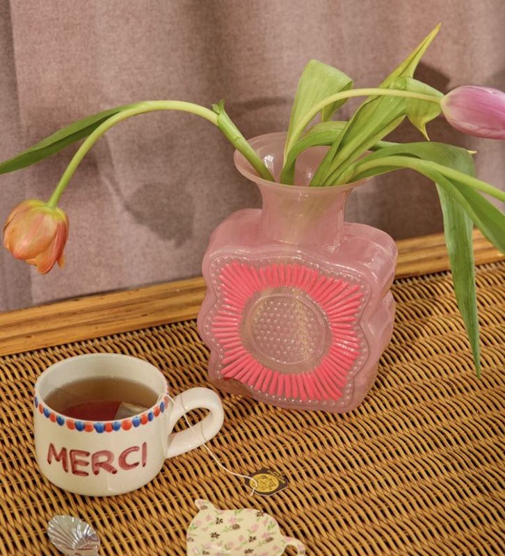Glas vaas met bloem - rice