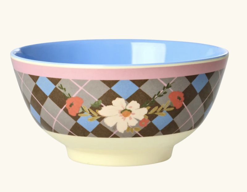 melamine bowl with gorgeous tile print medium - rice
