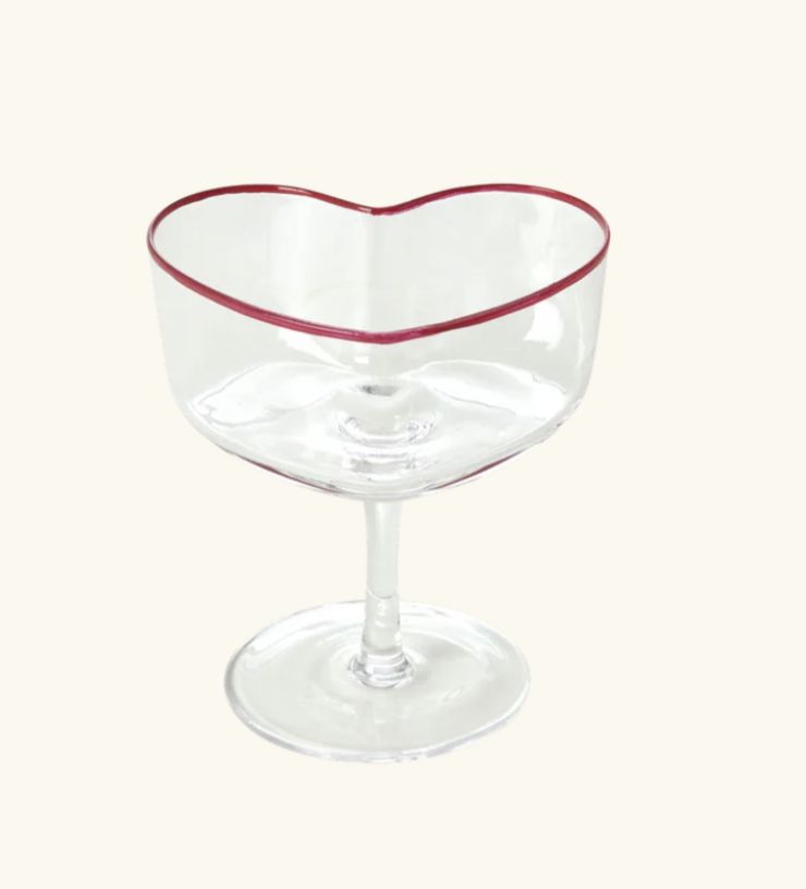 champagne glass in heart shape and red - rice